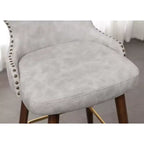 Lot de 2 tabourets de bar capitonnés en similicuir avec clous décoratifs, style Mid-Century Modern, blancs