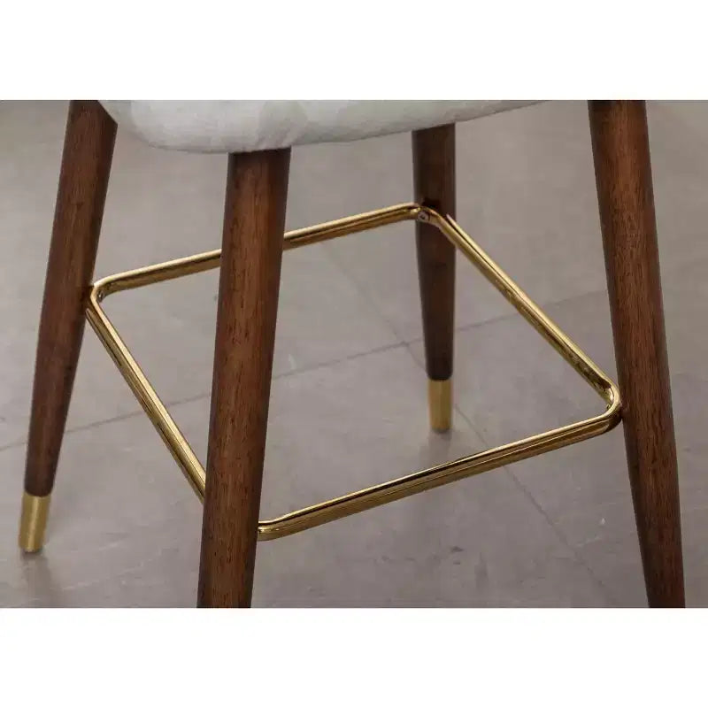 Lot de 2 tabourets de bar capitonnés en similicuir avec clous décoratifs, style Mid-Century Modern, blancs