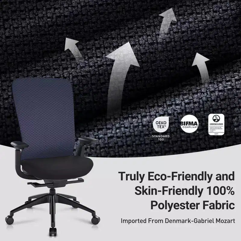 Fauteuil de bureau ergonomique, Chaise de bureau à dossier haut avec dossier en maille et support lombaire réglable - Bleu foncé