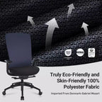 Fauteuil de bureau ergonomique, Chaise de bureau à dossier haut avec dossier en maille et support lombaire réglable - Bleu foncé
