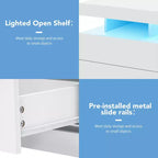 Table de chevet LED moderne avec 3 tiroirs et station de recharge sans fil
