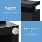 Table de chevet LED moderne avec 3 tiroirs et station de recharge sans fil