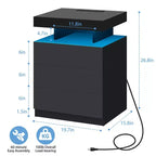 Table de chevet LED moderne avec 3 tiroirs et station de recharge sans fil