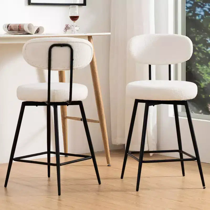 WARMOUNTS Set of 2 Upholstered Swivel Counter Height Barstool