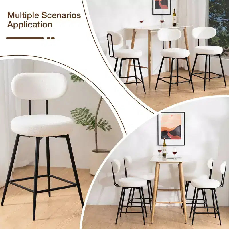 Ensemble de 2 tabourets de bar rembourrés pivotants hauteur comptoir