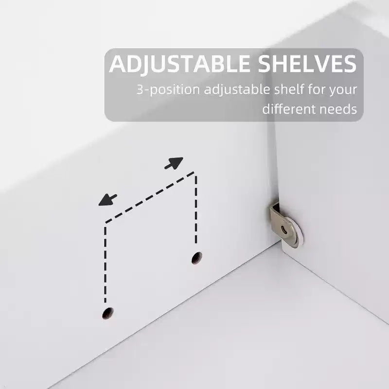 Meuble de rangement pour buanderie en bois 26x44x8 avec étagères réglables, blanc