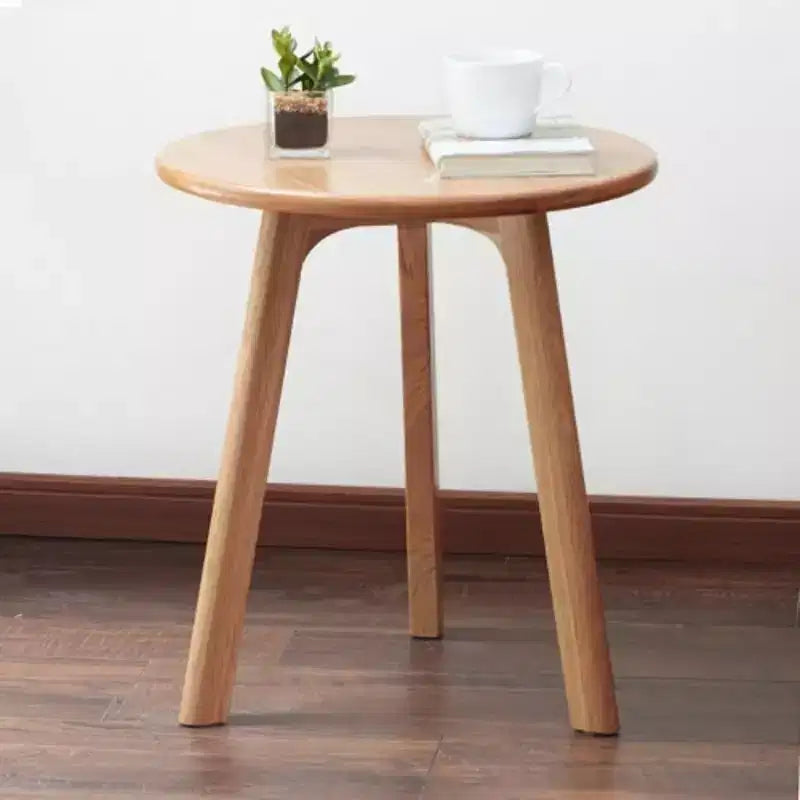 Table d'appoint ronde en bois de chêne massif, montage facile, pour salon, chambre, balcon