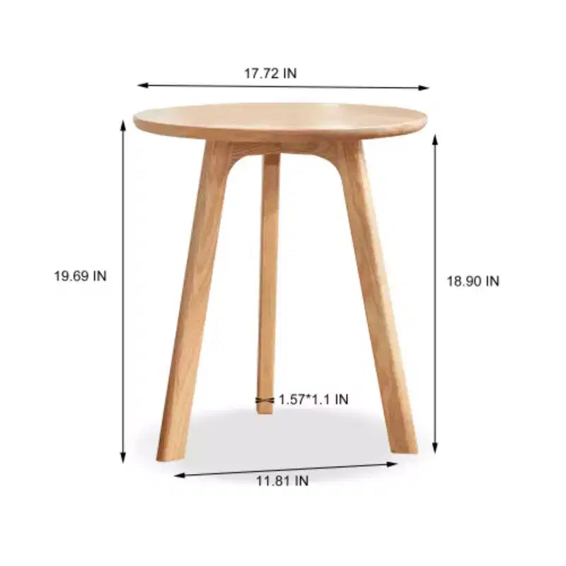 Table d'appoint ronde en bois de chêne massif, montage facile, pour salon, chambre, balcon
