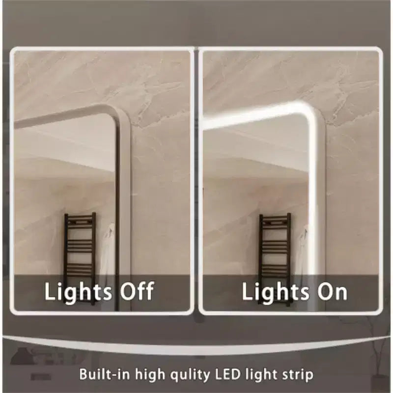 Miroir de courtoisie rectangulaire mural LED antibuée dimmable 48 x 36 pouces, avec éclairage