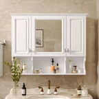 35 x 28 Modern Mirrored Bathroom Medicine Cabinet with Open Shelves
