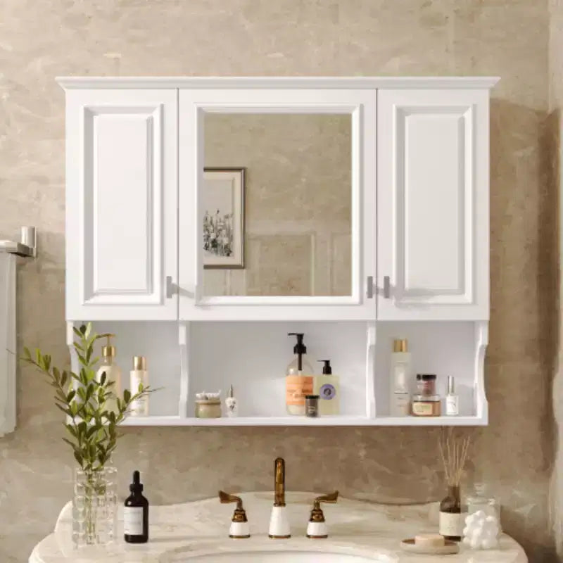 35 x 28 Modern Mirrored Bathroom Medicine Cabinet with Open Shelves