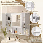 Meuble de salle de bain mural avec miroir et étagères ouvertes, 35 x 28 po, style moderne