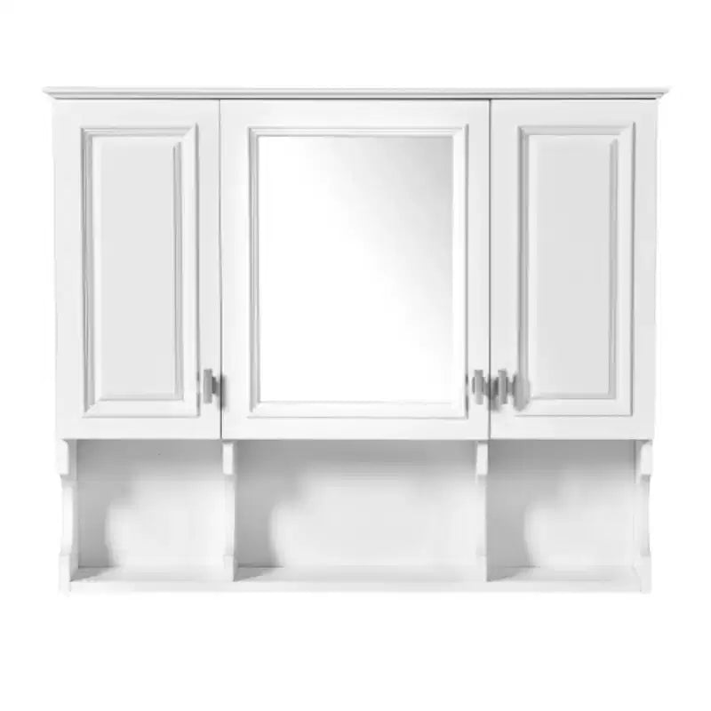 Meuble de salle de bain mural avec miroir et étagères ouvertes, 35 x 28 po, style moderne
