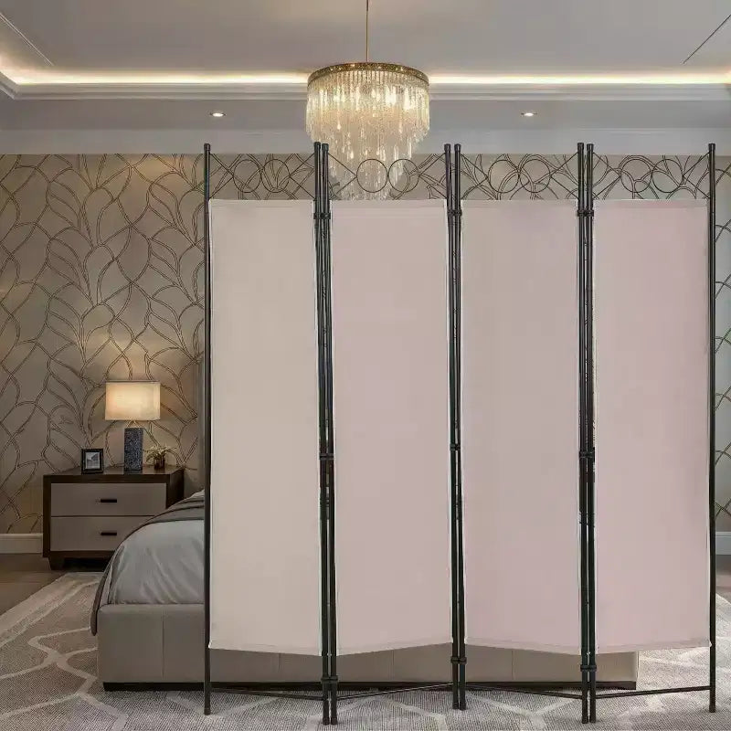 Séparateur de pièce 4 Panneaux Pliant Paravent 1,7M Cloison Amovible Autonome