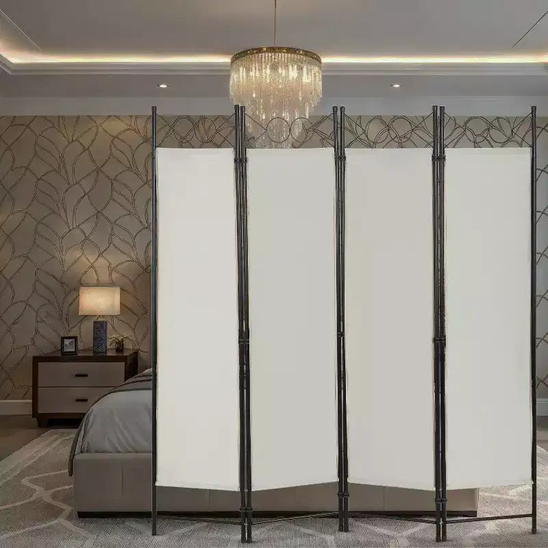 Séparateur de pièce 4 Panneaux Pliant Paravent 1,7M Cloison Amovible Autonome
