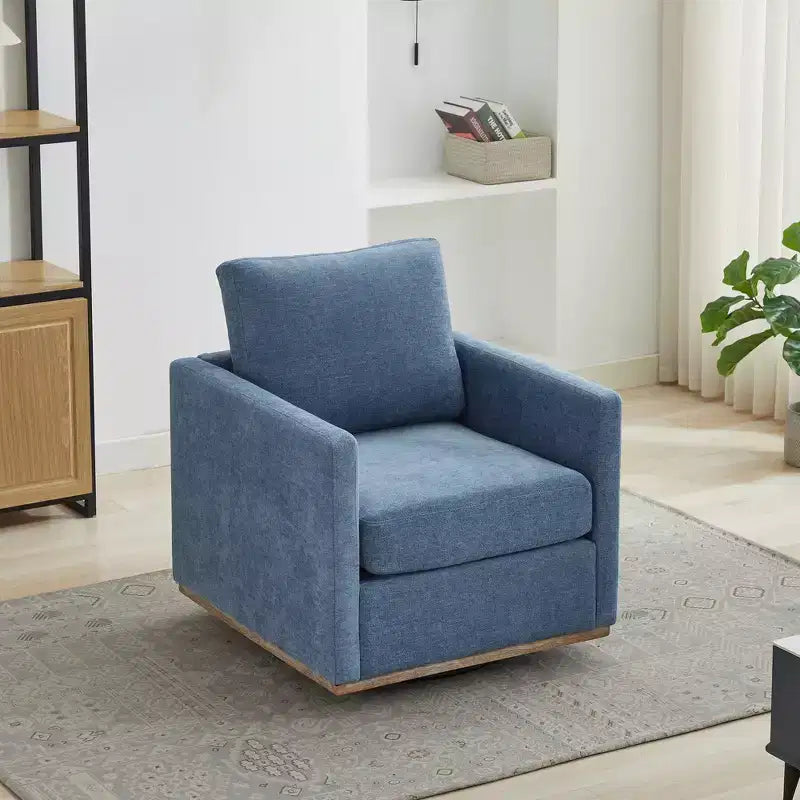 GDFStudio Clare 30.7 W Chenille Upholstered Wood Swivel Accent Chair with Metal Base