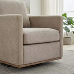 Clare 30.7 W Fauteuil d'appoint pivotant en bois, rembourré en chenille, avec base en métal