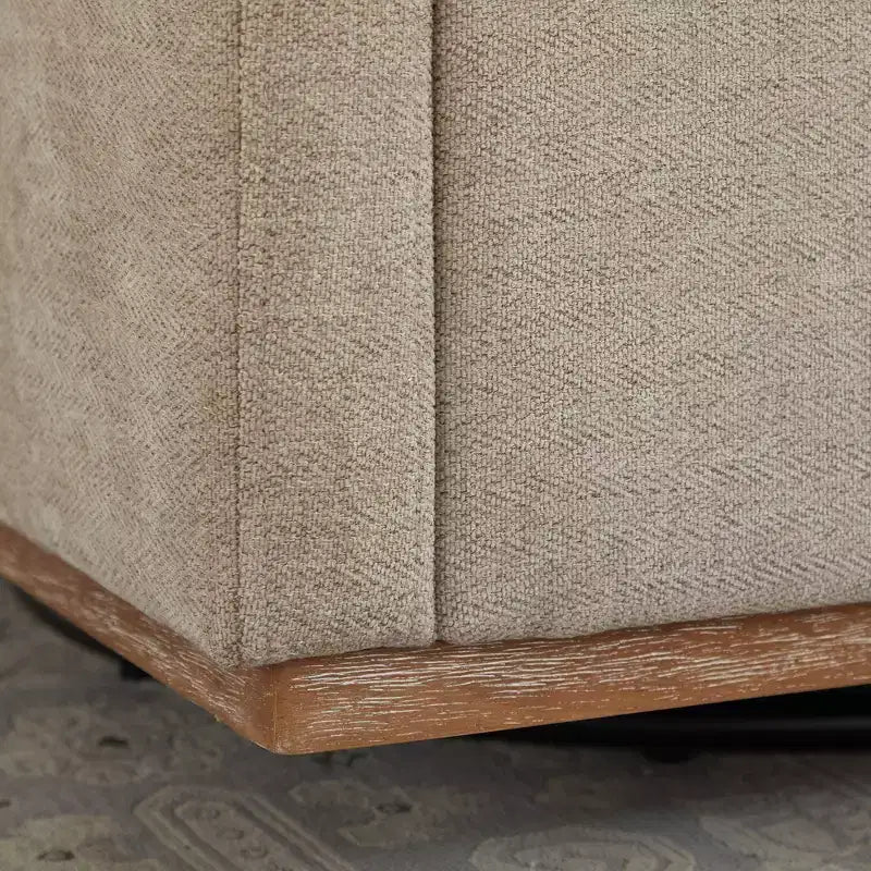 Clare 30.7 W Fauteuil d'appoint pivotant en bois, rembourré en chenille, avec base en métal