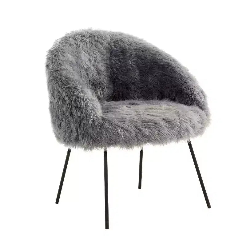 Fauteuil d'appoint en fourrure – Fauteuil rembourré moelleux pour salon et chambre à coucher