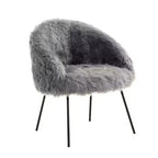 Fauteuil d'appoint en fourrure – Fauteuil rembourré moelleux pour salon et chambre à coucher