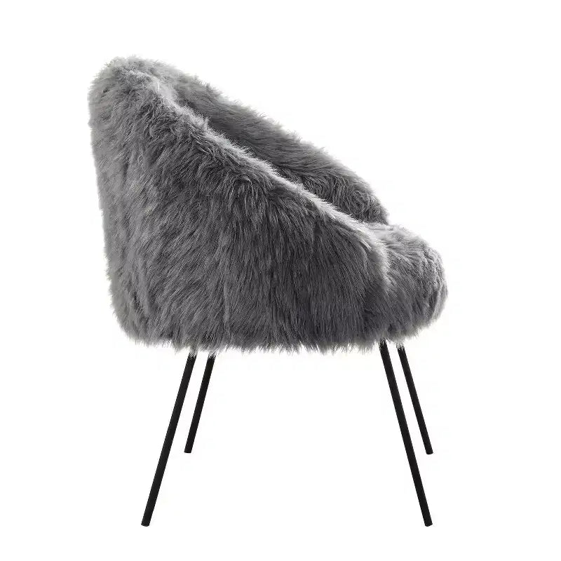 Fauteuil d'appoint en fourrure – Fauteuil rembourré moelleux pour salon et chambre à coucher