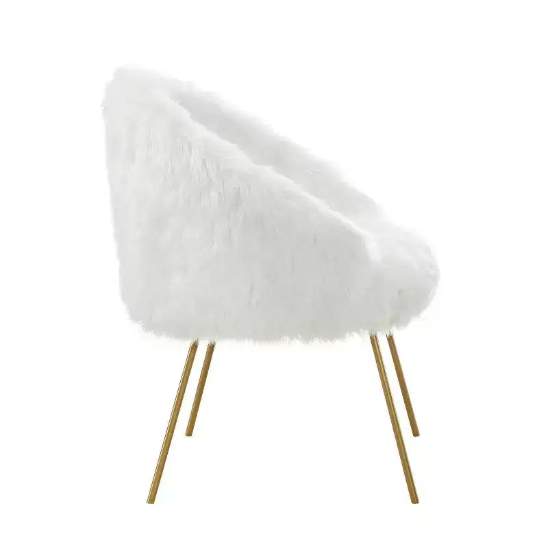 Fauteuil d'appoint en fourrure – Fauteuil rembourré moelleux pour salon et chambre à coucher