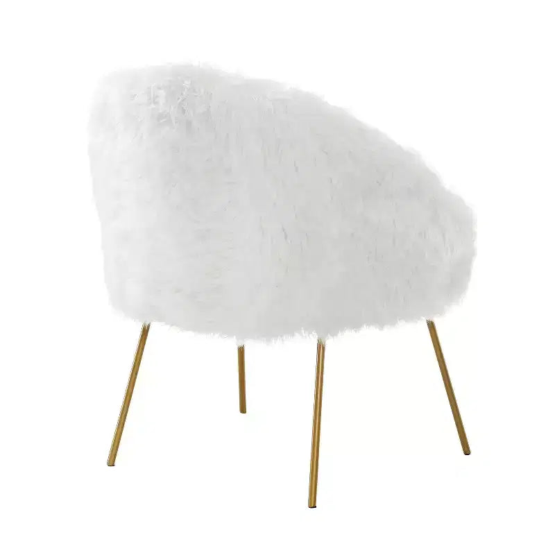 Fauteuil d'appoint en fourrure – Fauteuil rembourré moelleux pour salon et chambre à coucher