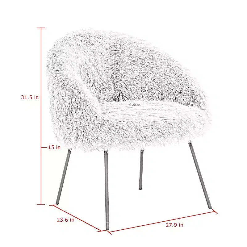 Fauteuil d'appoint en fourrure – Fauteuil rembourré moelleux pour salon et chambre à coucher