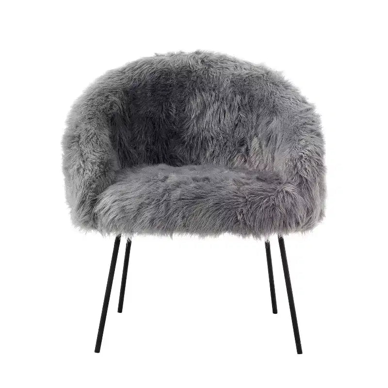 Fauteuil d'appoint en fourrure – Fauteuil rembourré moelleux pour salon et chambre à coucher