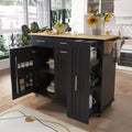 Black Kitchen Island with Drop Leaf 3 Tier Cabinet Organizer, Rolling Kitchen Cart on Wheels for Kitchen Dining Room