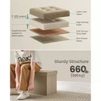 Banc de rangement pliable, 38 x 76 x 38 cm, couvercle rabattable, capacité de charge de 300 kg