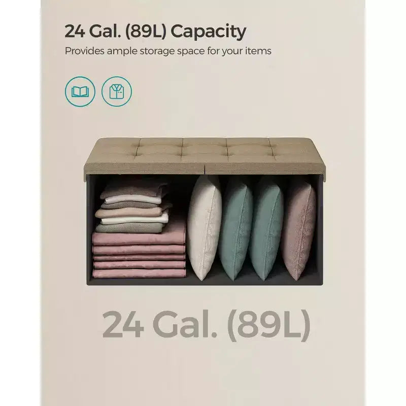 Banc de rangement pliable, 38 x 76 x 38 cm, couvercle rabattable, capacité de charge de 300 kg