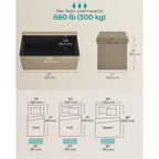 Banc de rangement pliable, 38 x 76 x 38 cm, couvercle rabattable, capacité de charge de 300 kg