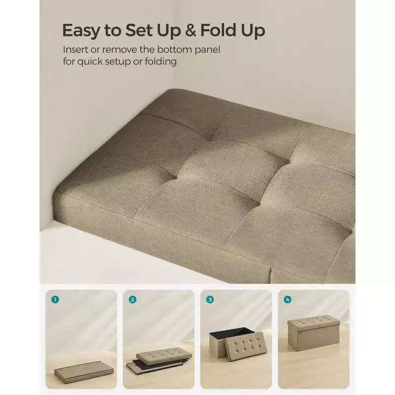 Banc de rangement pliable, 38 x 76 x 38 cm, couvercle rabattable, capacité de charge de 300 kg