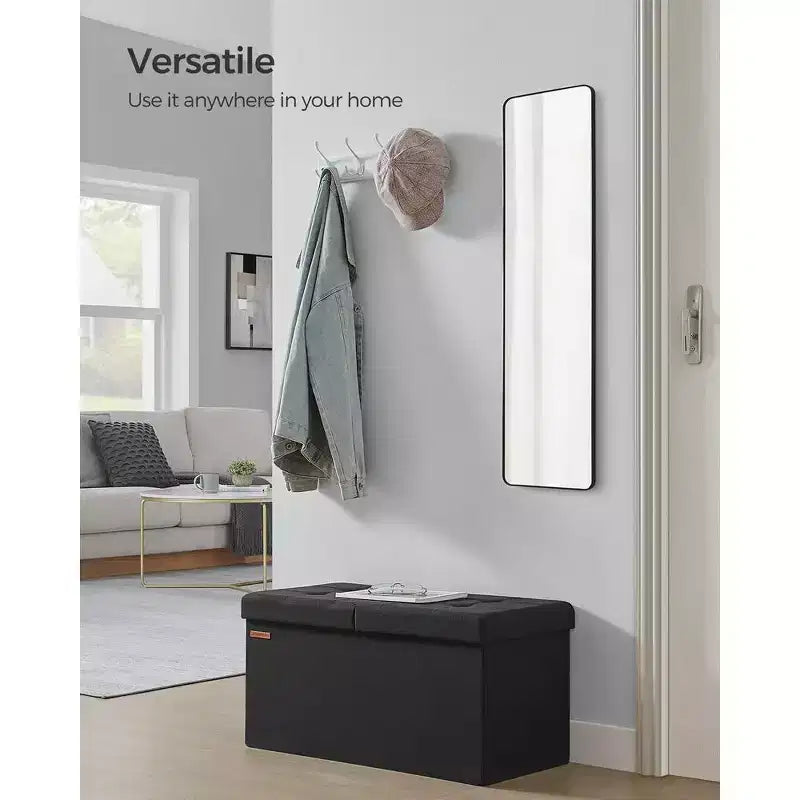 Banc de rangement pliable, 38 x 76 x 38 cm, couvercle rabattable, capacité de charge de 300 kg