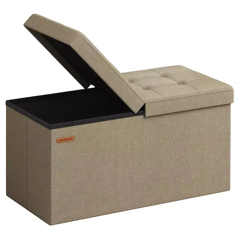 Storage Ottoman, Foldable Storage Bench, 15 x 30 x 15 Inches, Flipping Lid, 660 lb Load Capacity