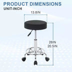 Tabouret rond roulant Tabouret de salon avec repose-pieds Coussin en cuir PU, Noir