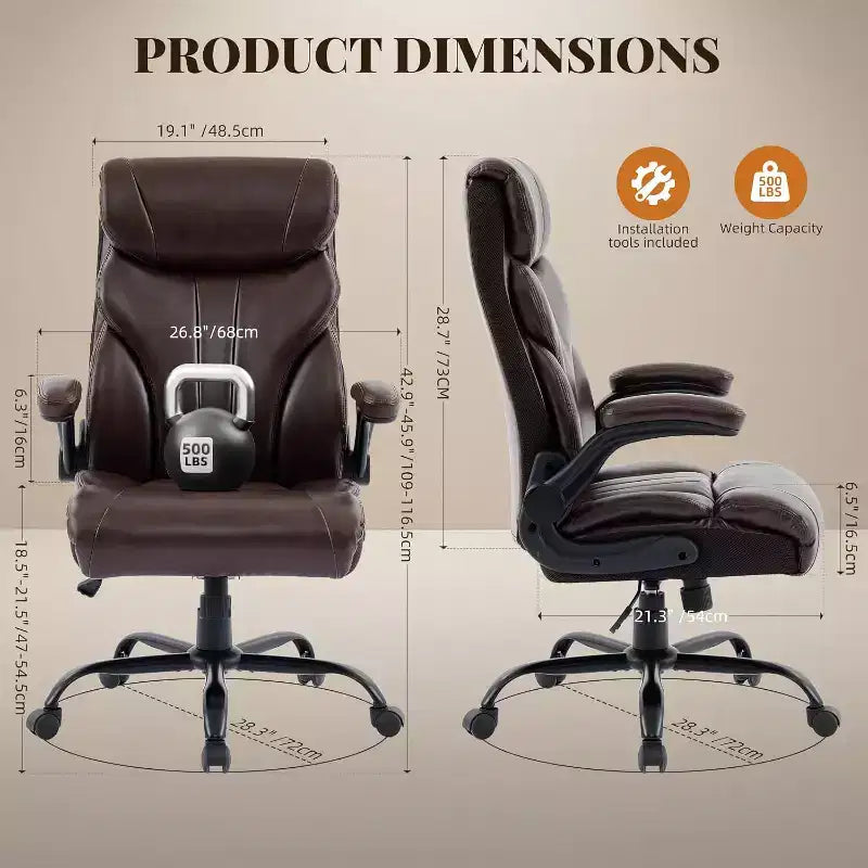 Chaise de bureau à dossier haut, chaise de bureau d'ordinateur réglable en hauteur, angle d'inclinaison du dossier, support lombaire, roulettes pivotantes, confortable pour le bureau et le jeu.