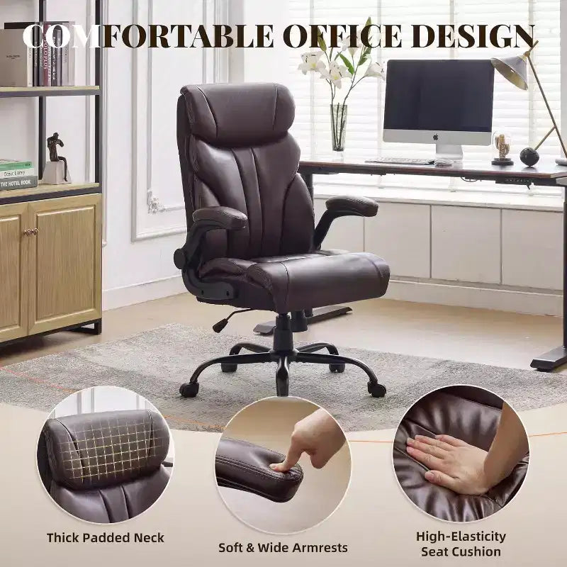 Chaise de bureau à dossier haut, chaise de bureau d'ordinateur réglable en hauteur, angle d'inclinaison du dossier, support lombaire, roulettes pivotantes, confortable pour le bureau et le jeu.
