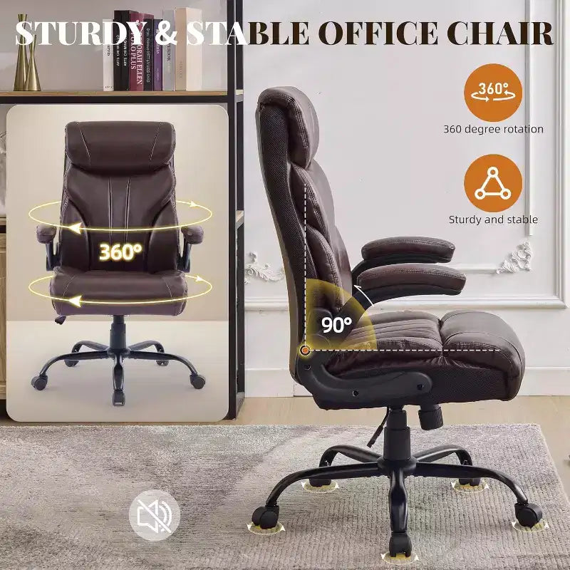 Chaise de bureau à dossier haut, chaise de bureau d'ordinateur réglable en hauteur, angle d'inclinaison du dossier, support lombaire, roulettes pivotantes, confortable pour le bureau et le jeu.