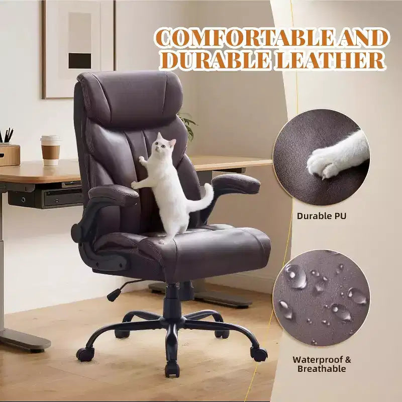 Chaise de bureau à dossier haut, chaise de bureau d'ordinateur réglable en hauteur, angle d'inclinaison du dossier, support lombaire, roulettes pivotantes, confortable pour le bureau et le jeu.