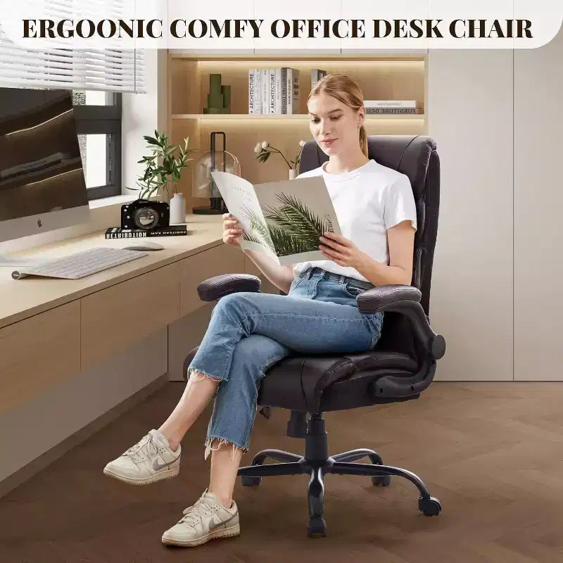 Chaise de bureau à dossier haut, chaise de bureau d'ordinateur réglable en hauteur, angle d'inclinaison du dossier, support lombaire, roulettes pivotantes, confortable pour le bureau et le jeu.