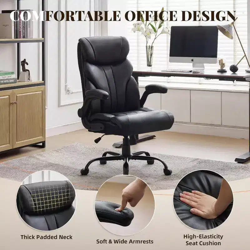 Chaise de bureau à dossier haut, chaise de bureau d'ordinateur réglable en hauteur, angle d'inclinaison du dossier, support lombaire, roulettes pivotantes, confortable pour le bureau et le jeu.