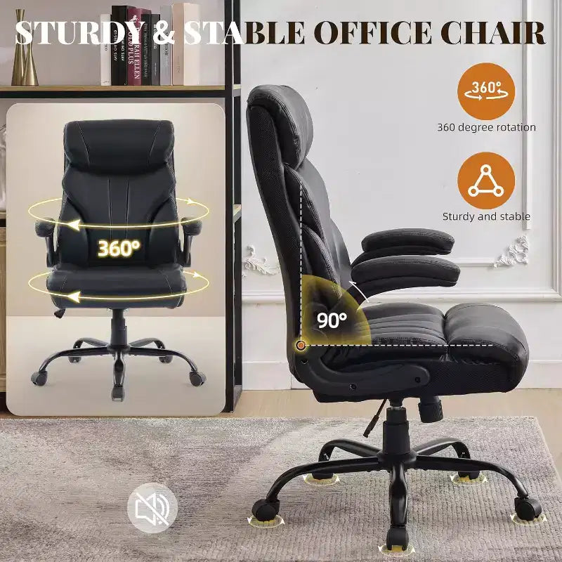 Chaise de bureau à dossier haut, chaise de bureau d'ordinateur réglable en hauteur, angle d'inclinaison du dossier, support lombaire, roulettes pivotantes, confortable pour le bureau et le jeu.