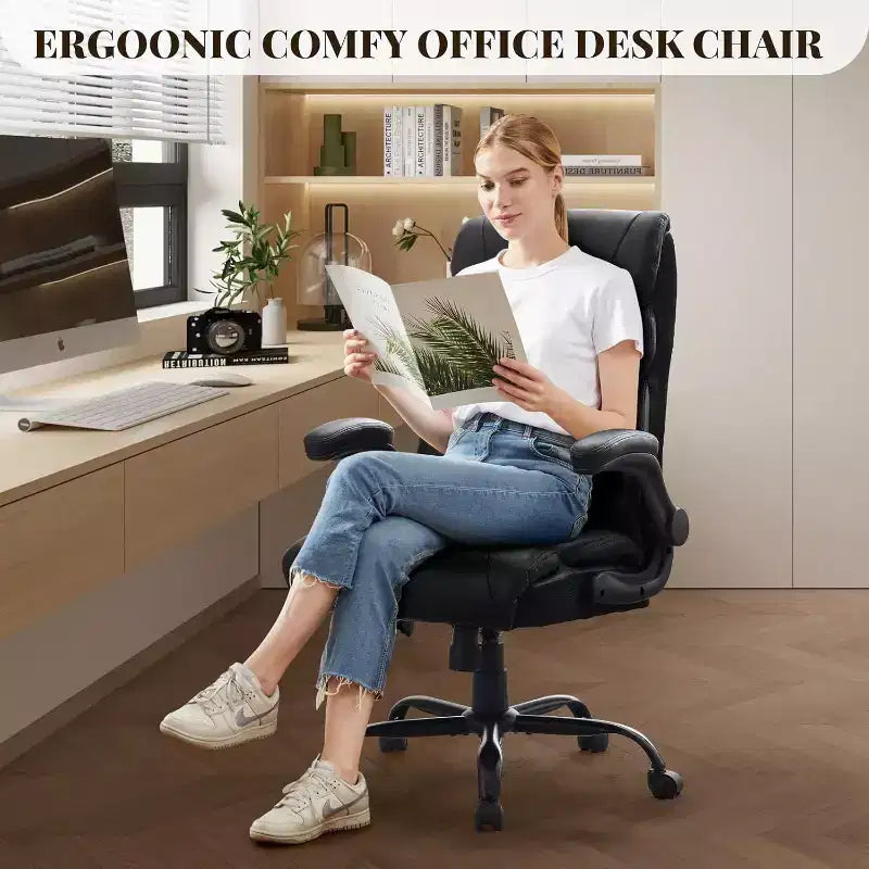 Chaise de bureau à dossier haut, chaise de bureau d'ordinateur réglable en hauteur, angle d'inclinaison du dossier, support lombaire, roulettes pivotantes, confortable pour le bureau et le jeu.