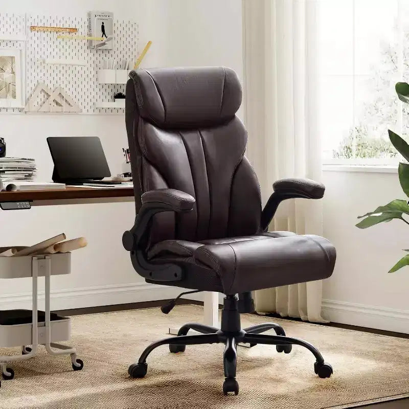 Chaise de bureau à dossier haut, chaise de bureau d'ordinateur réglable en hauteur, angle d'inclinaison du dossier, support lombaire, roulettes pivotantes, confortable pour le bureau et le jeu.