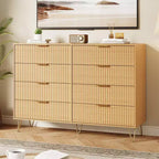 Commode 8 tiroirs pour chambre à coucher, commode en bois de 55W avec pieds en métal, organisateur de rangement de vêtements, commode de placard et meuble TV pour couloir