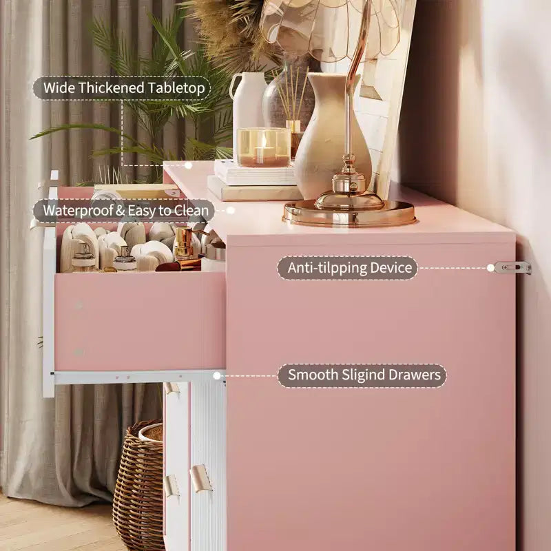 Commode 8 tiroirs pour chambre à coucher, commode en bois de 55W avec pieds en métal, organisateur de rangement de vêtements, commode de placard et meuble TV pour couloir