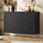 Commode 8 tiroirs pour chambre à coucher, commode en bois de 55W avec pieds en métal, organisateur de rangement de vêtements, commode de placard et meuble TV pour couloir