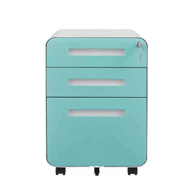 Classeur métallique sécurisé à 3 tiroirs avec serrure, livré entièrement assemblé, classeur mobile pour format A4/Lettre/Légal, à placer sous le bureau, 5 roulettes, mobile